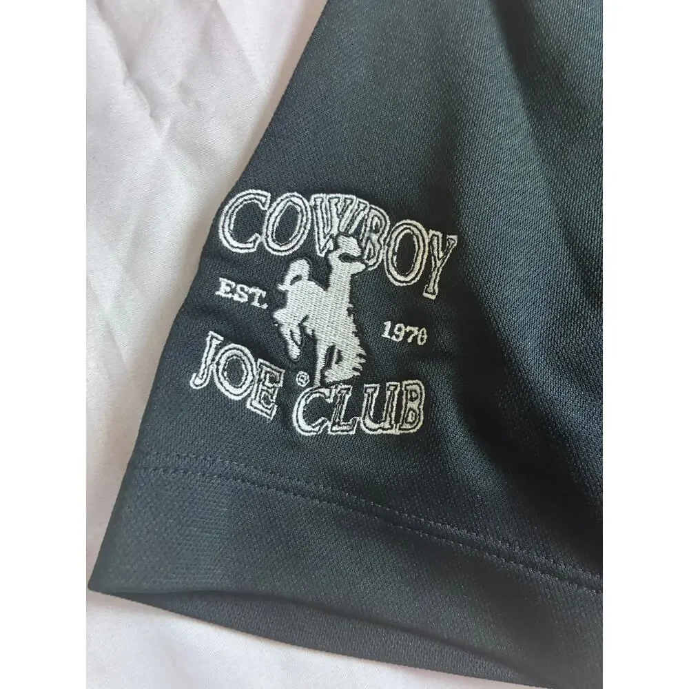 Nike Golf Fit Dry Polo Shirt Men's Medium Black White Color Block Cowboy Joe